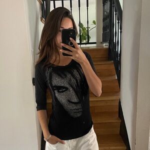 Married to the Mob Black Graphic Raglan Tee